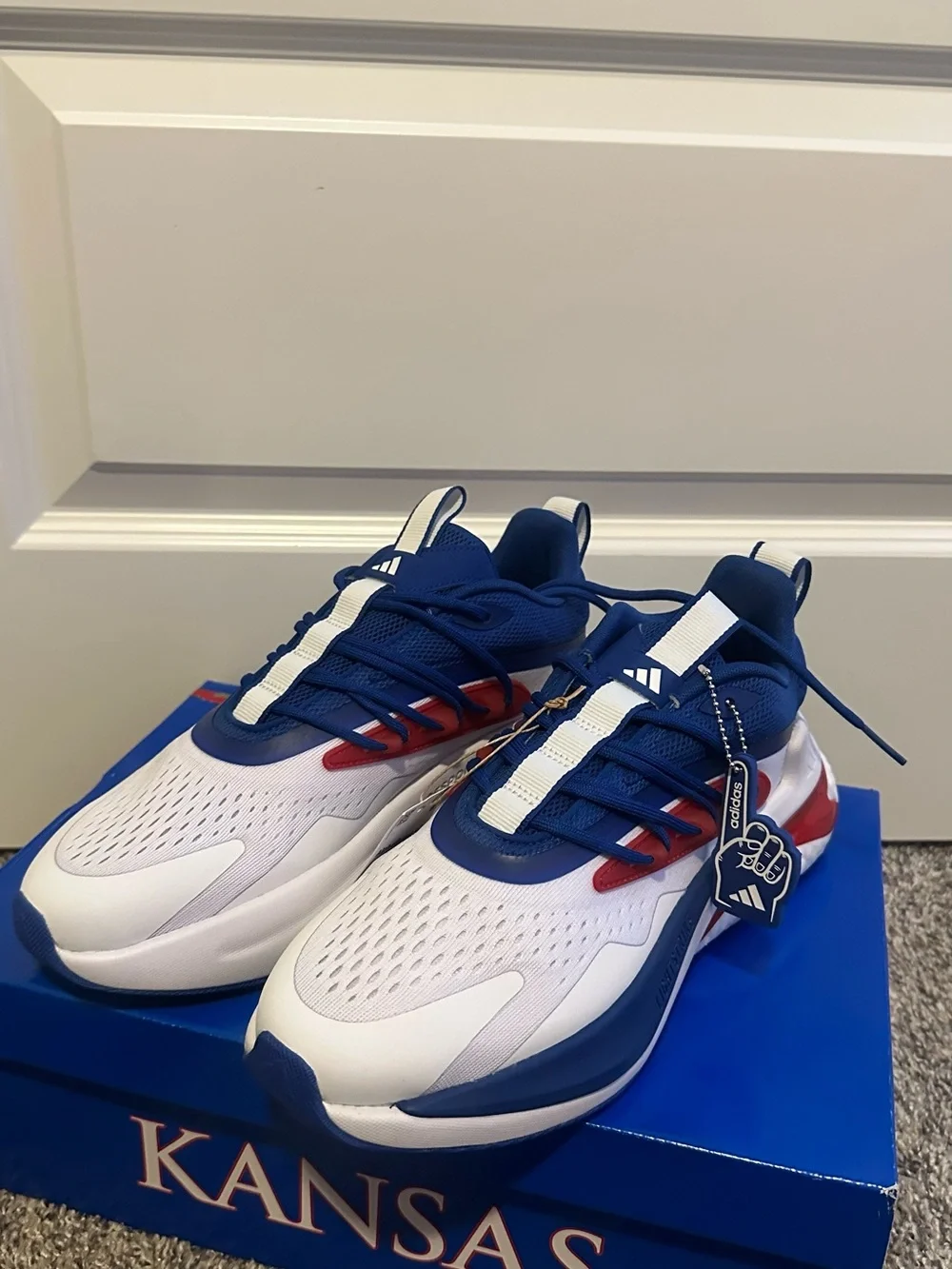 adidas Alphaboost V2 White Blue Red Athletic Shoes